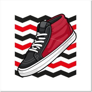 Skate Grosso Mid Black Red White Sneaker Posters and Art